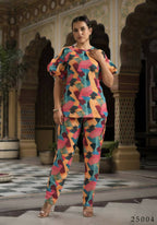 Women's Casual Fashionable Multi Muslin co-ord set - Rooh | Grocsy