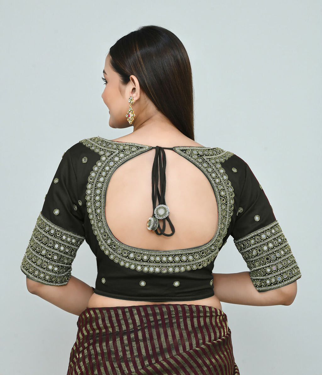 Joban Fashion Women's Dark Green Embroidered Stitched Blouse | Grocsy
