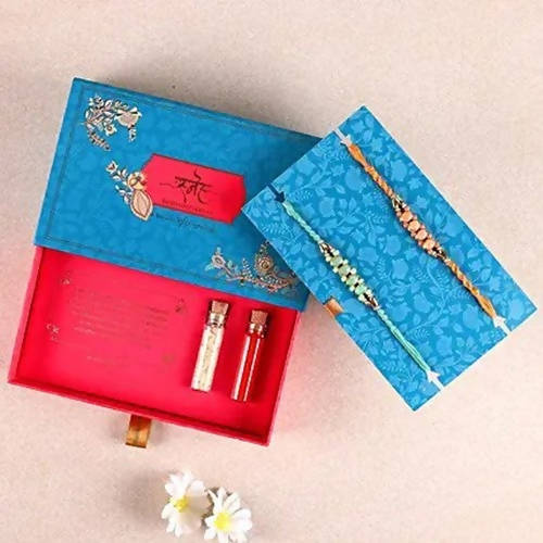 Set of 2 Fancy Pastel Rakhi and Kaju Katli Box | Grocsy