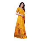 Vamika Printed Jute Silk Yellow Saree (Leo Yellow) | Grocsy
