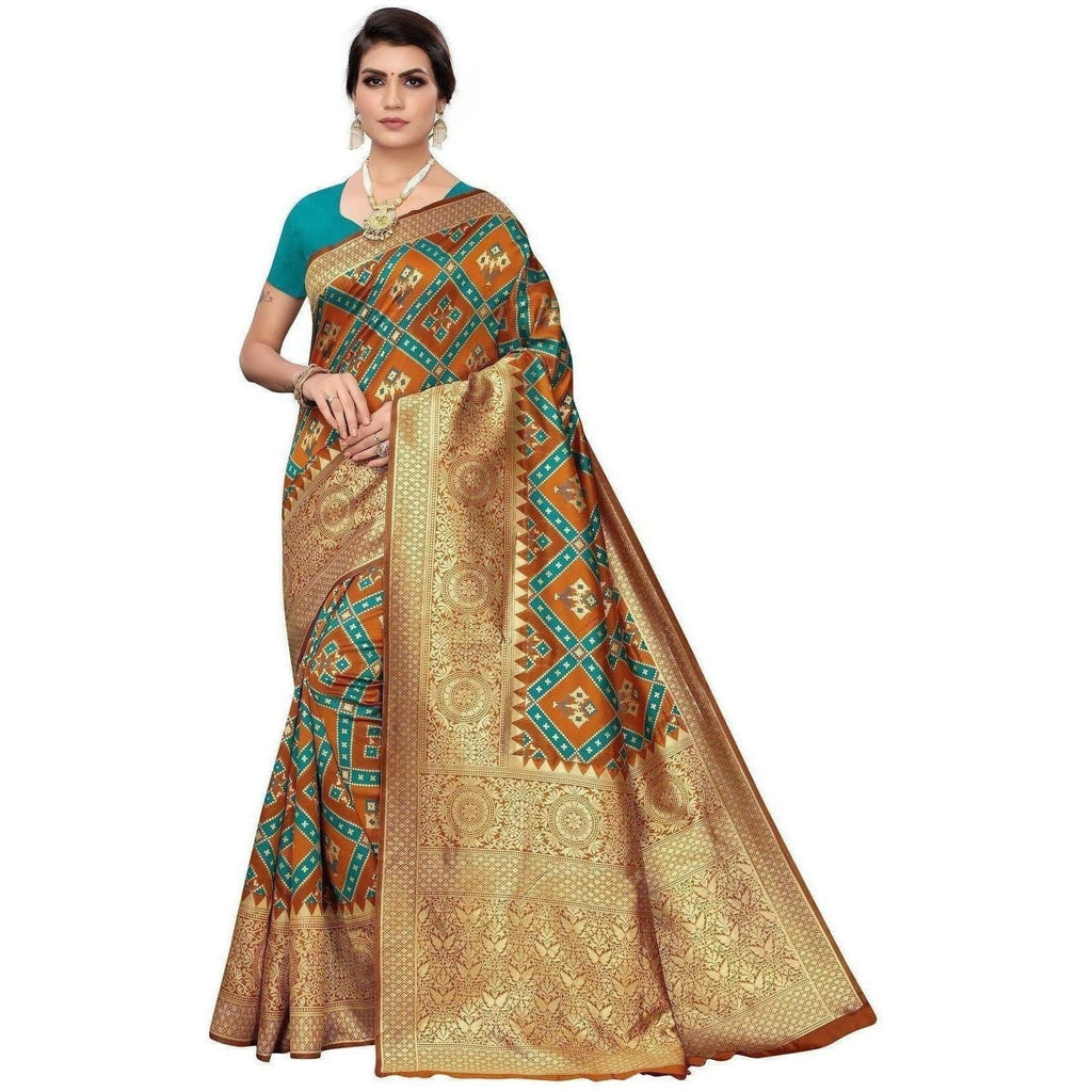 Vamika Banarasi Jaquard Mustard Weaving Saree (Banarasi 19) | Grocsy