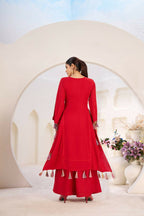 The52 Women's Gorgeous Rayon Fabric Thread Work Straight Kurta Palazzo Set | Grocsy