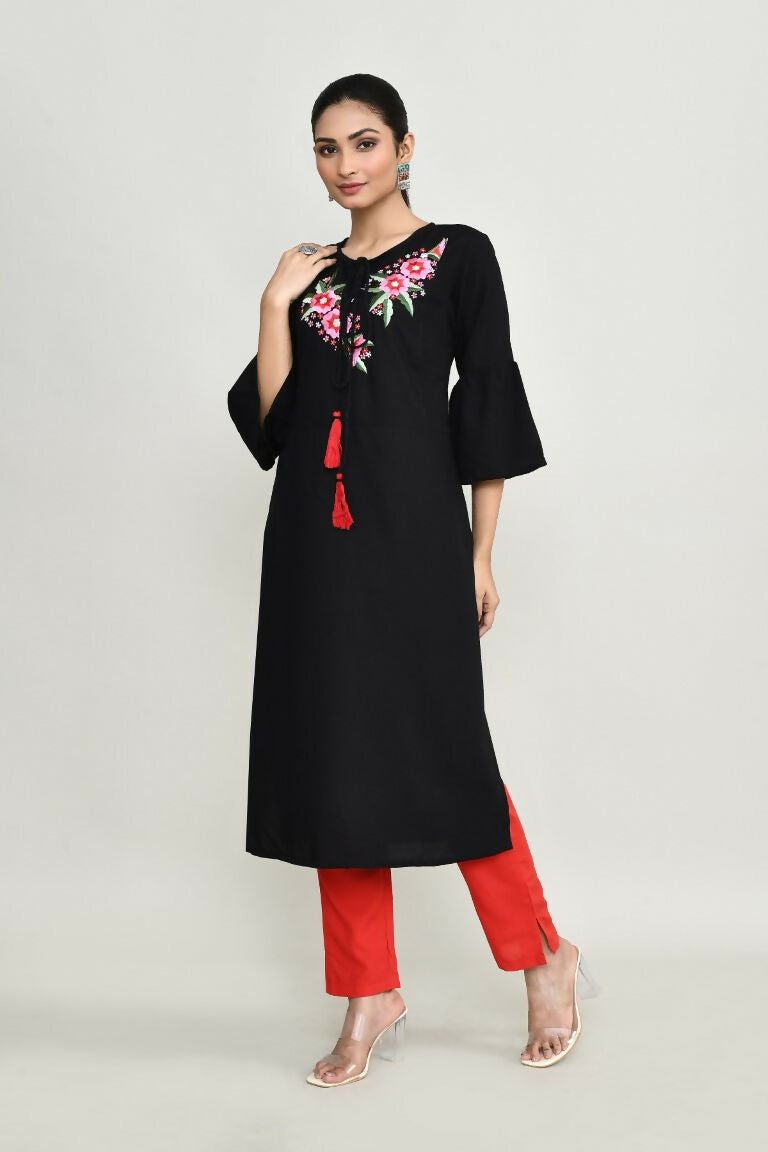 Joban Fashion Black Rayon Kurta Set | Grocsy