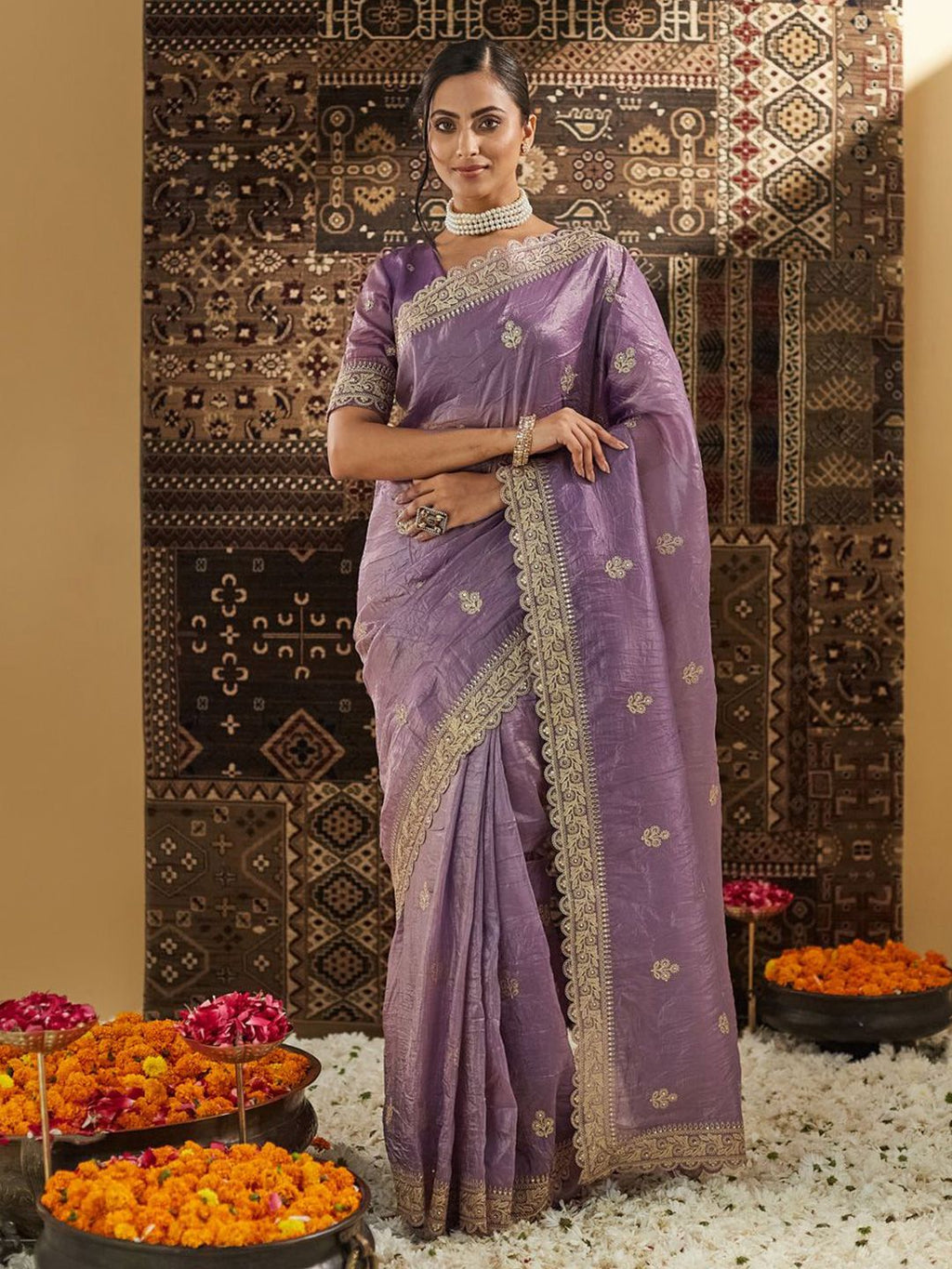 kasee Embellished Zardozi Silk Blend Saree | Grocsy