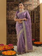 kasee Embellished Zardozi Silk Blend Saree | Grocsy