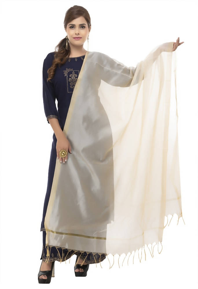 Mominos Fashion Light Golden Banarsi Piping Dupatta | Grocsy