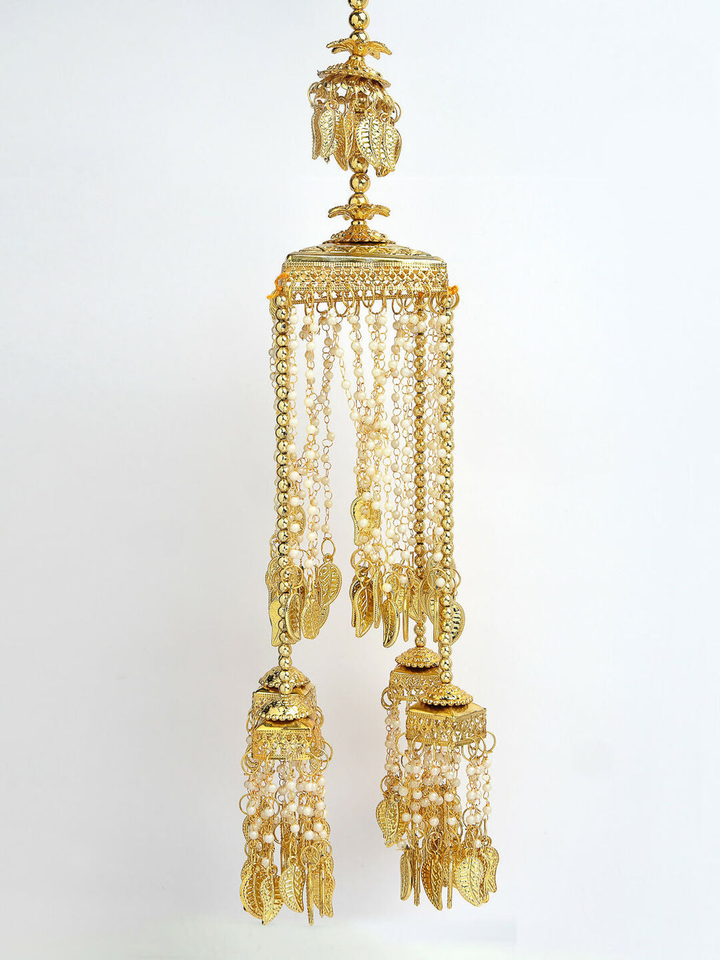 NVR Women's Pack Of 2 Gold-Polished & White Pearl Beaded Bridal Heavy Kaleera Sets | Grocsy