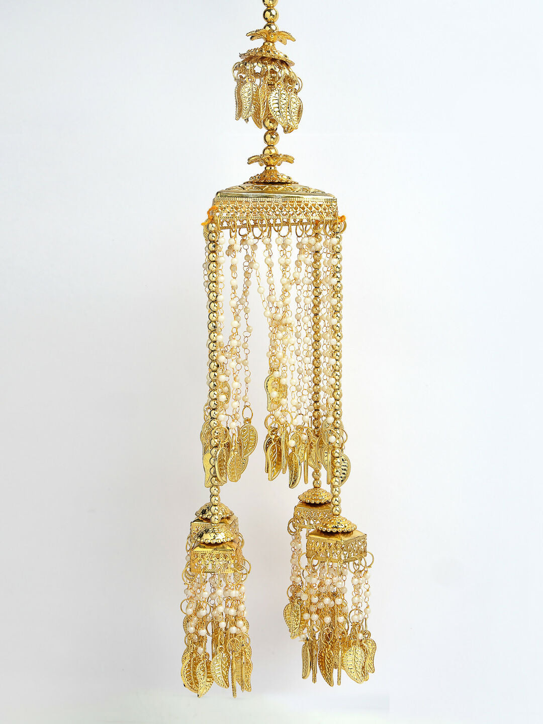 NVR Women's Pack Of 2 Gold-Polished & White Pearl Beaded Bridal Heavy Kaleera Sets | Grocsy