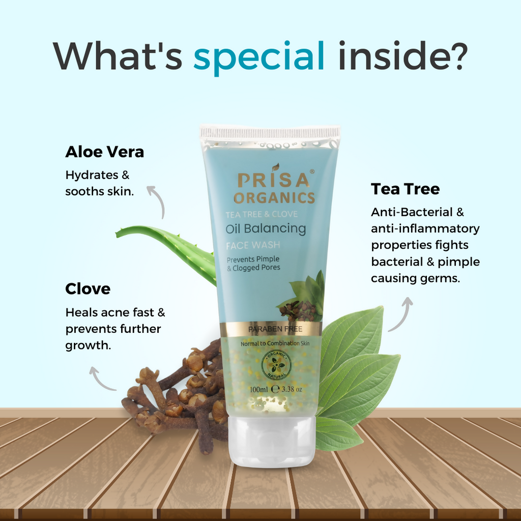 Prisa Organics Tea Tree & Clove, Oil Balancing Face Wash | Grocsy