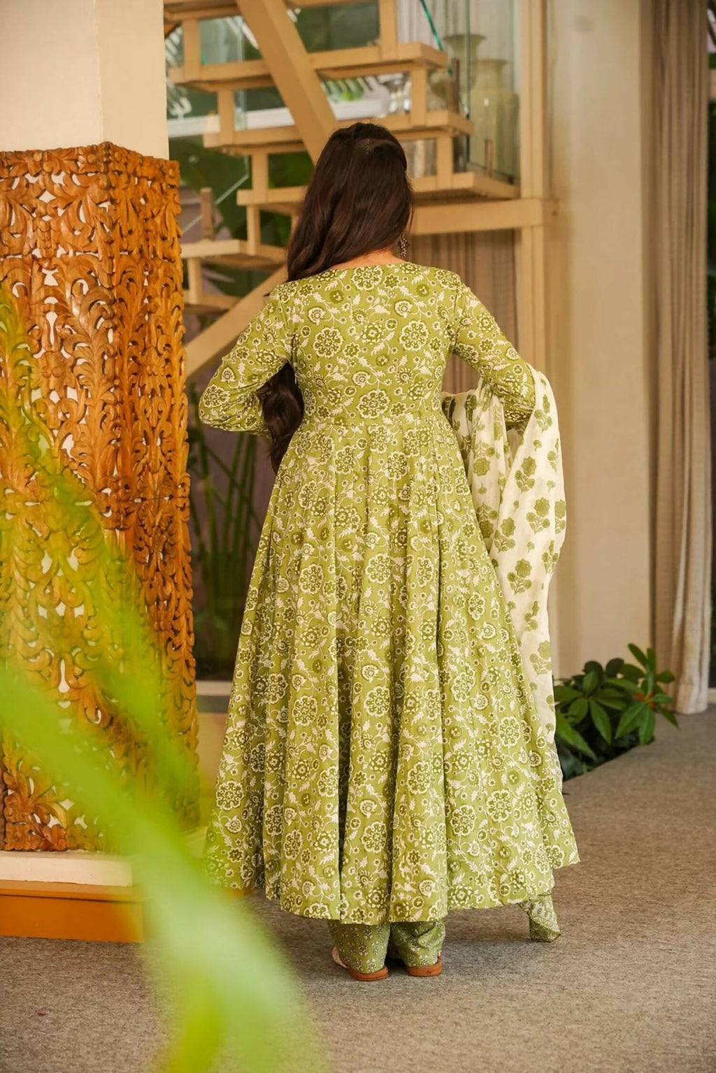 Aayaa Designer Cotton Silk Suit - Pista Green | Grocsy
