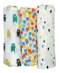 Kindermum Organic Cotton Muslin Swaddle Blanket 110 Cm X 110 Cm - Set Of 3 | Grocsy