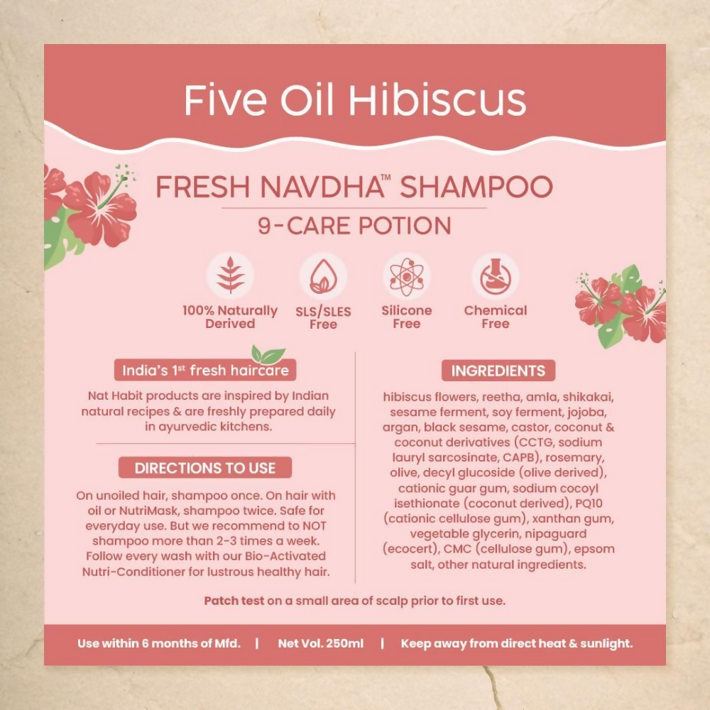 Nat Habit Five Oil Hibiscus Navdha Shampoo | Grocsy