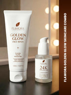 Flawora Set of Golden Glow Face Wash and 24k Golden Glow Face Serum | Grocsy
