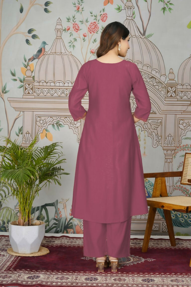 Ethnic Festive Wear Viscose Roman Silk Beet Stitched Pant Pair - Rashmika | Grocsy