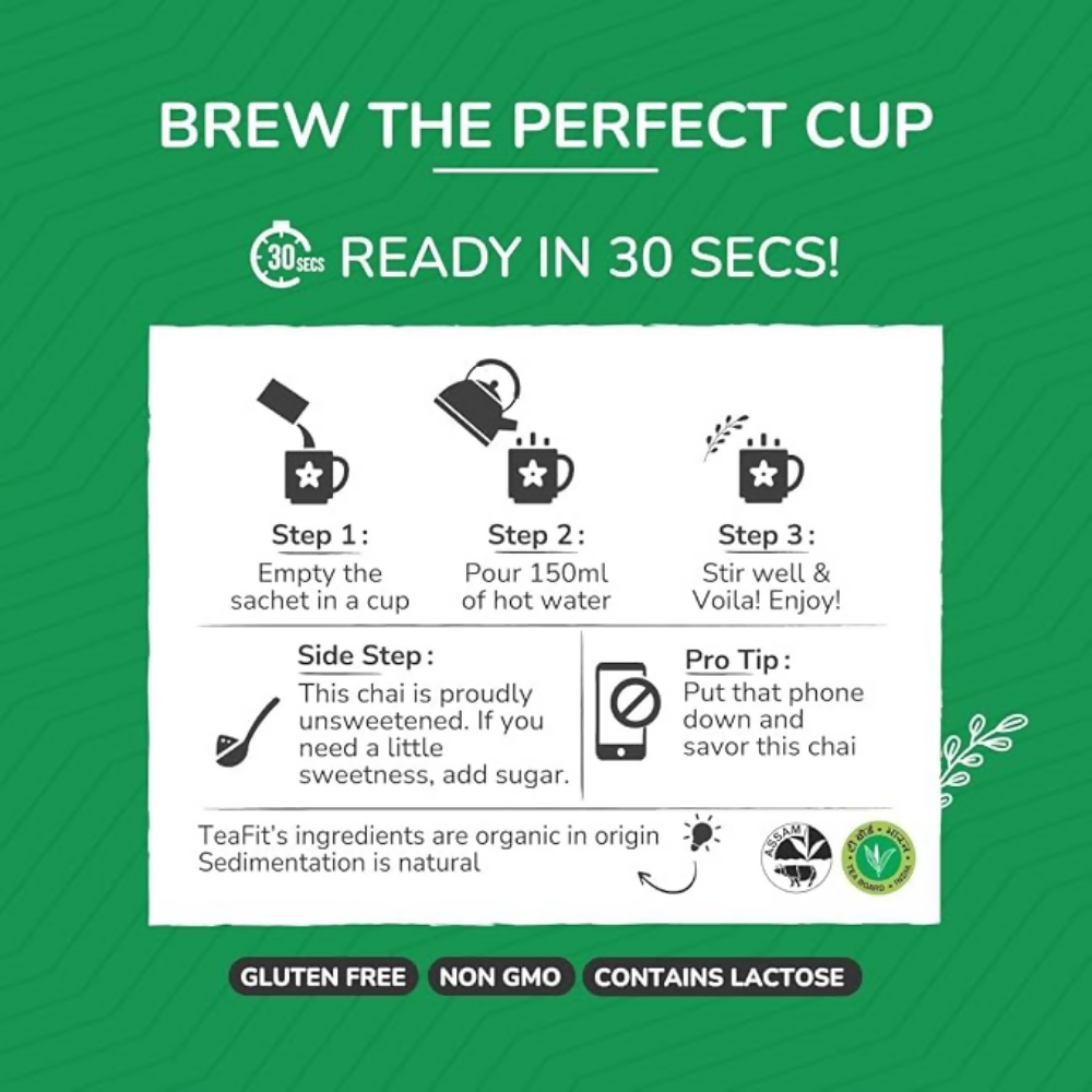 TeaFit Premium NO SUGAR Instant Cardamom Tea Premix | Grocsy