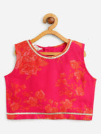 Ahalyaa Pink Organza Digital Print Kids Lehenga Choli For Girls | Grocsy