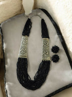Inhanns Saree Shobha Statement Necklace & Earring Set - Black | Grocsy
