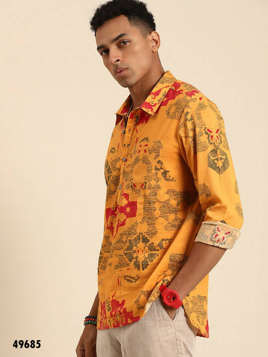 Mustard Men Pure Cotton Relaxed Opaque Printed Casual Resort Shirt - Mahotsav | Grocsy