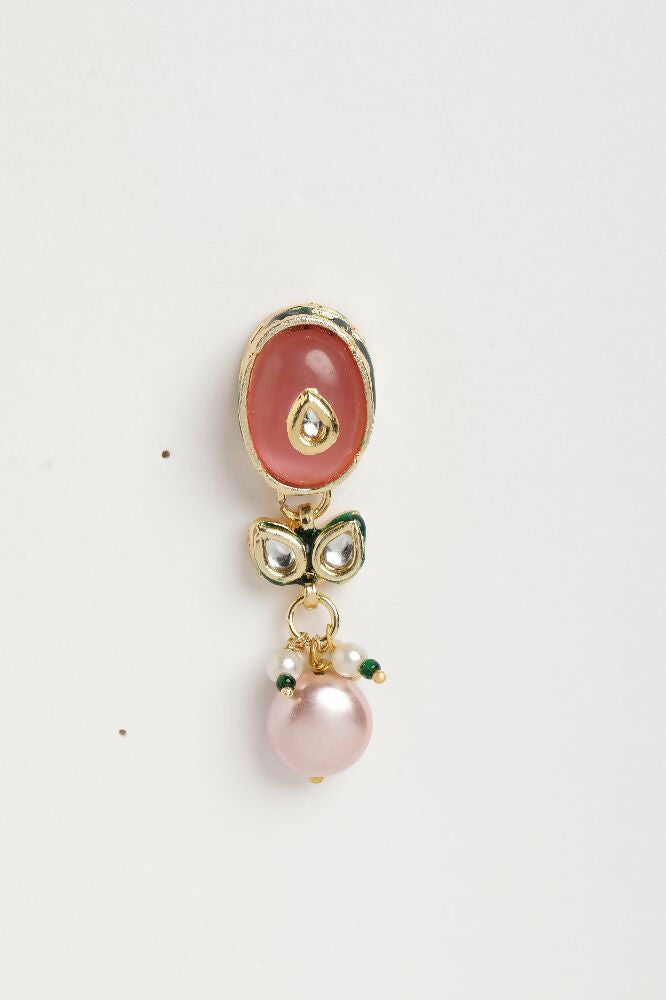 Nuyug 22K Gold Plated Radiant Rose Stone Kundan Necklace | Grocsy