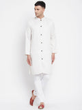 Even Apparels White Rayon Men's Sherwani Kurta With Open Front | Grocsy