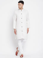 Even Apparels White Rayon Men's Sherwani Kurta With Open Front | Grocsy