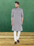 Even Apparels Men's Pure Cotton Grey Kurta | Grocsy