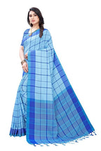 Vamika Blue Cotton Silk Weaving Saree (Goggle Blue) | Grocsy