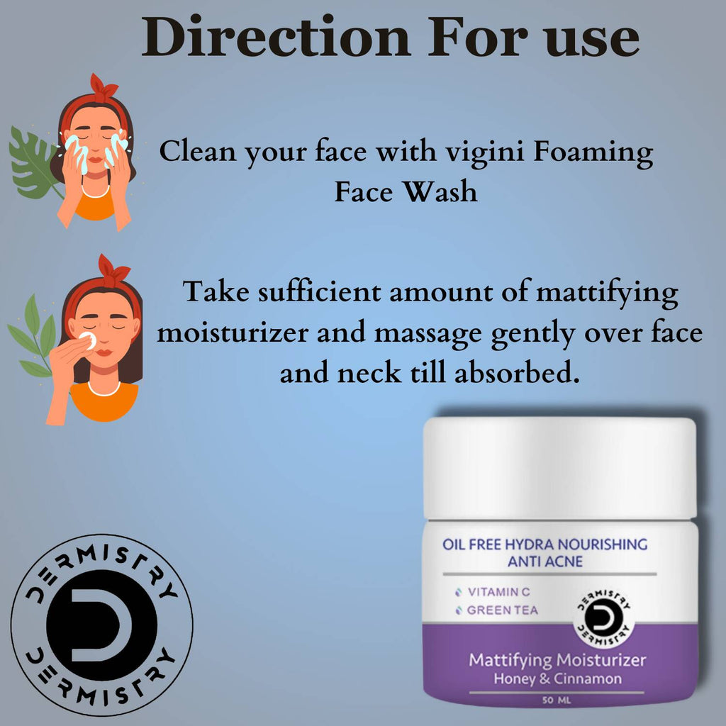 Dermistry Anti Acne Mattifying Moisturizer & Anti Acne Face Serum | Grocsy