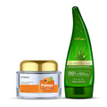 LA Organo Aloe Vera Gel for Face & Hair Moisturization and Papaya Skin Whitening Cream Combo | Grocsy