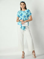 Myshka Women's Blue Printed Top | Grocsy