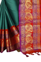 Vamika Banarasi Silk Rama Green Weaving Saree | Grocsy