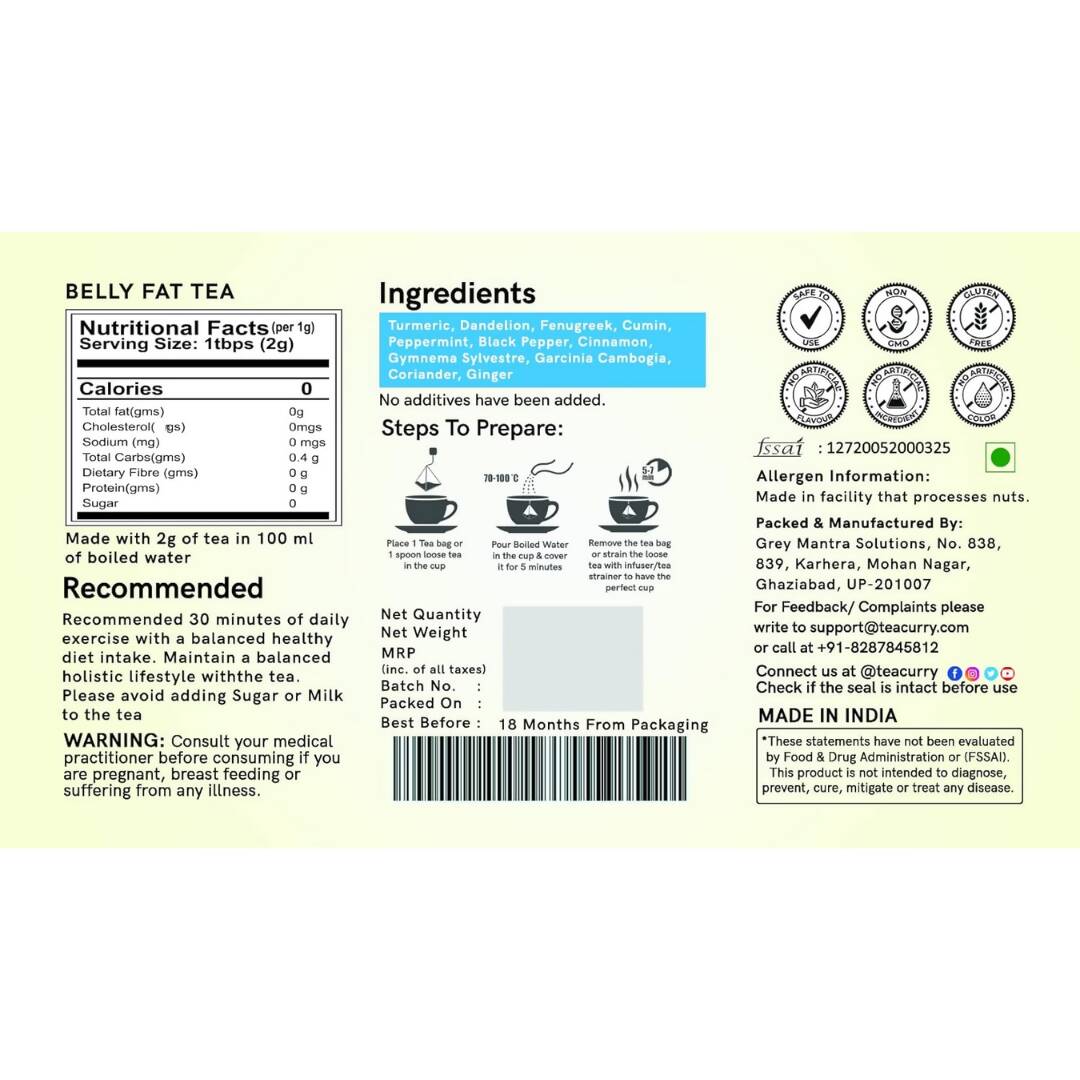Teacurry Belly Fat Tea Bags | Grocsy