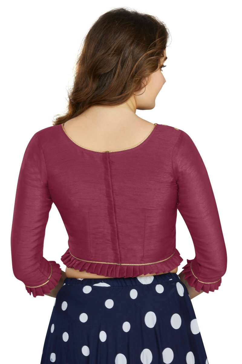 Aastha Fashion Women's Wine Art Silk Designer Party Wear Readymade Blouse | Grocsy