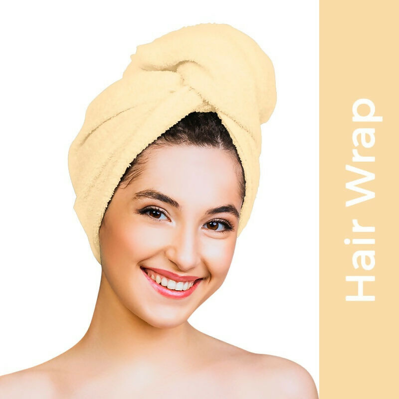 Nykaa Naturals Microfiber Hair Wrap for Frizz Free & Shiny Hair - Yellow | Grocsy