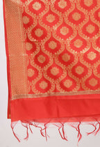 Mominos Fashion Moeza Women's Banarsi Silk All Over Woven Design Red Dupatta | Grocsy