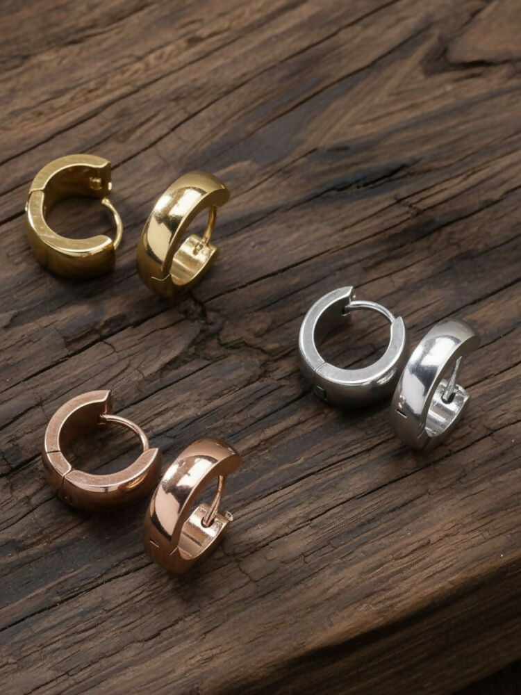 NVR Men's Set of 3 Multicolour Hoop Earrings | Grocsy
