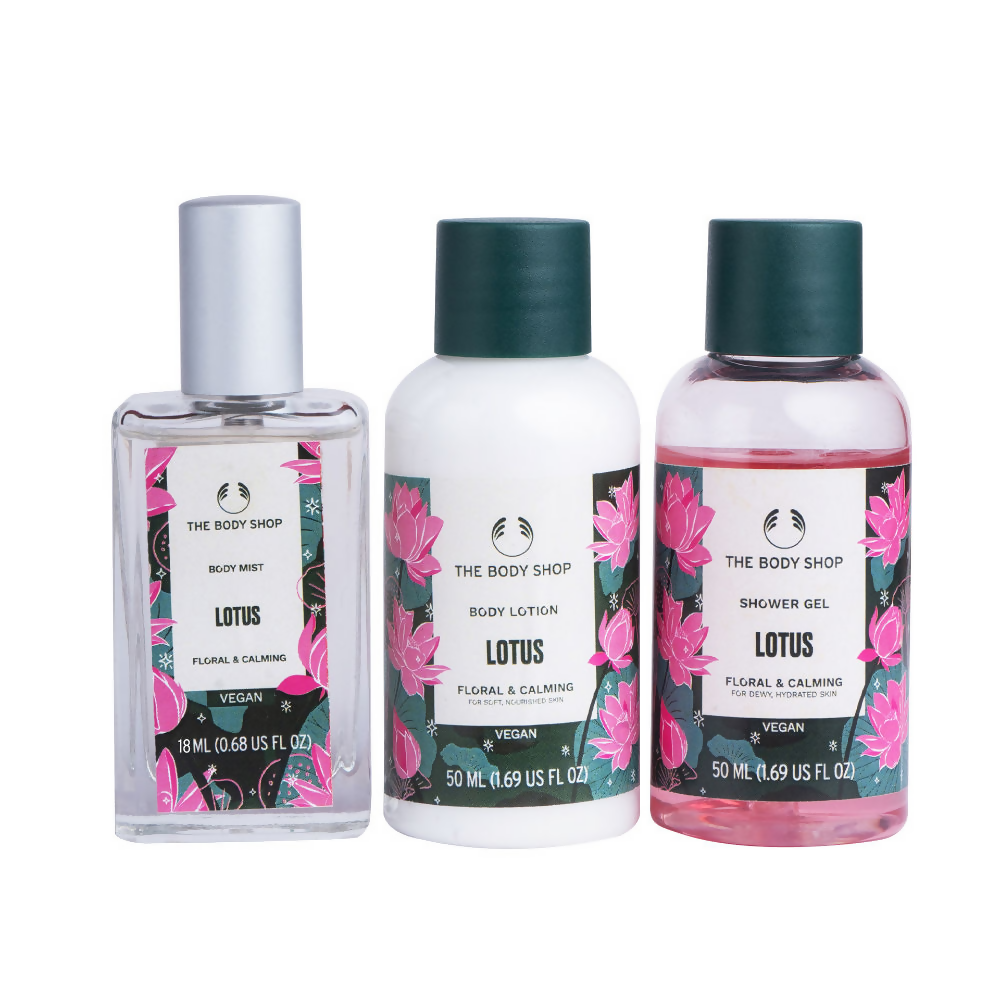 The Body Shop Lotus Shower Gel Body Lotion & Body Mist Gift Set | Grocsy