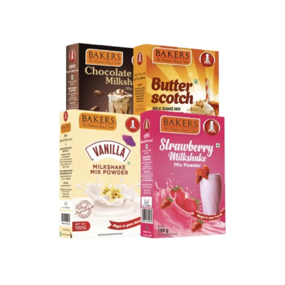 BAKERS Milk Shake Mix - Chocolate, Butterscotch, Vanilla & Strawberry | Grocsy