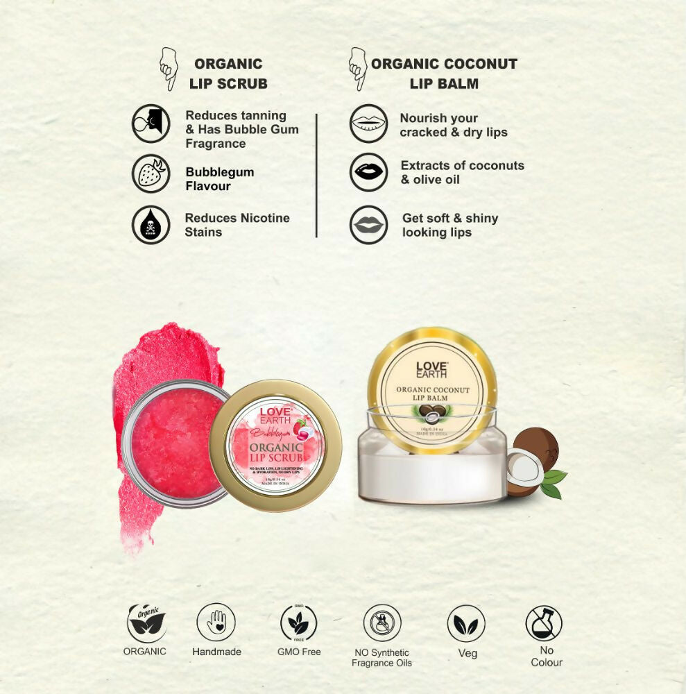 Love Earth Lip Saviour Kit for Skin Hydration & Moisturization, Chapped Lips With Bees Wax And Cocoa Butter | Grocsy
