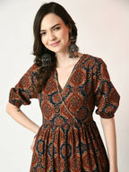 Myshka Women's Multi Empire Printed Dress | Grocsy