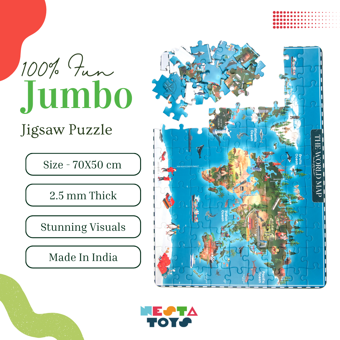 Nesta Toys World Map Jigsaw Puzzle for Kids, Jumbo Floor Puzzle, Educational Toy (6+ Years) | Grocsy