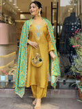 Partywear Designer Cotton Maroon Stitched Suit With Dupatta - Tanisha | Grocsy