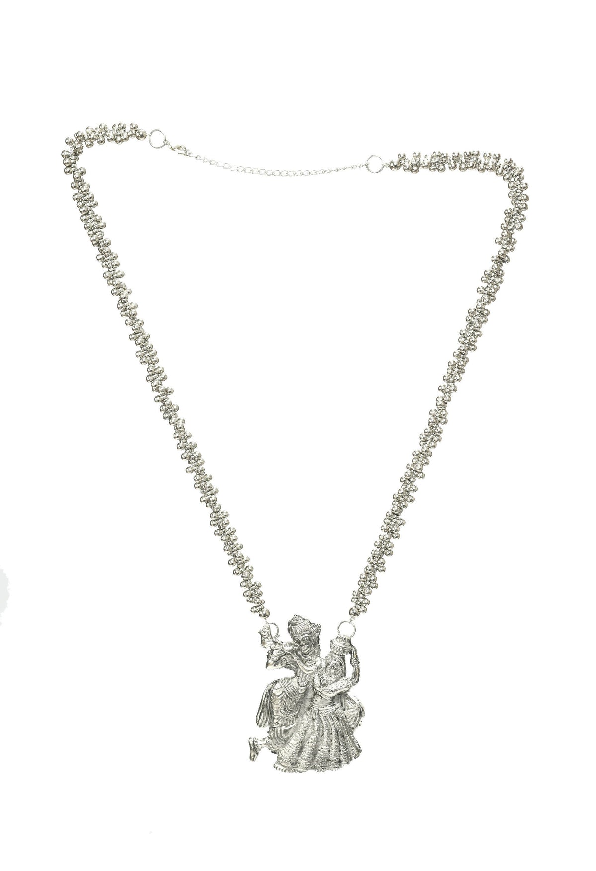 Mominos Fashion Johar Kamal Oxidised Silver-Plated Brass Finish Radha Kishan Long Necklace For Women | Grocsy
