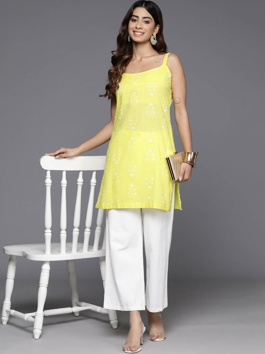 Ahalyaa Women's Traditional wear Tunic - Yellow | Grocsy
