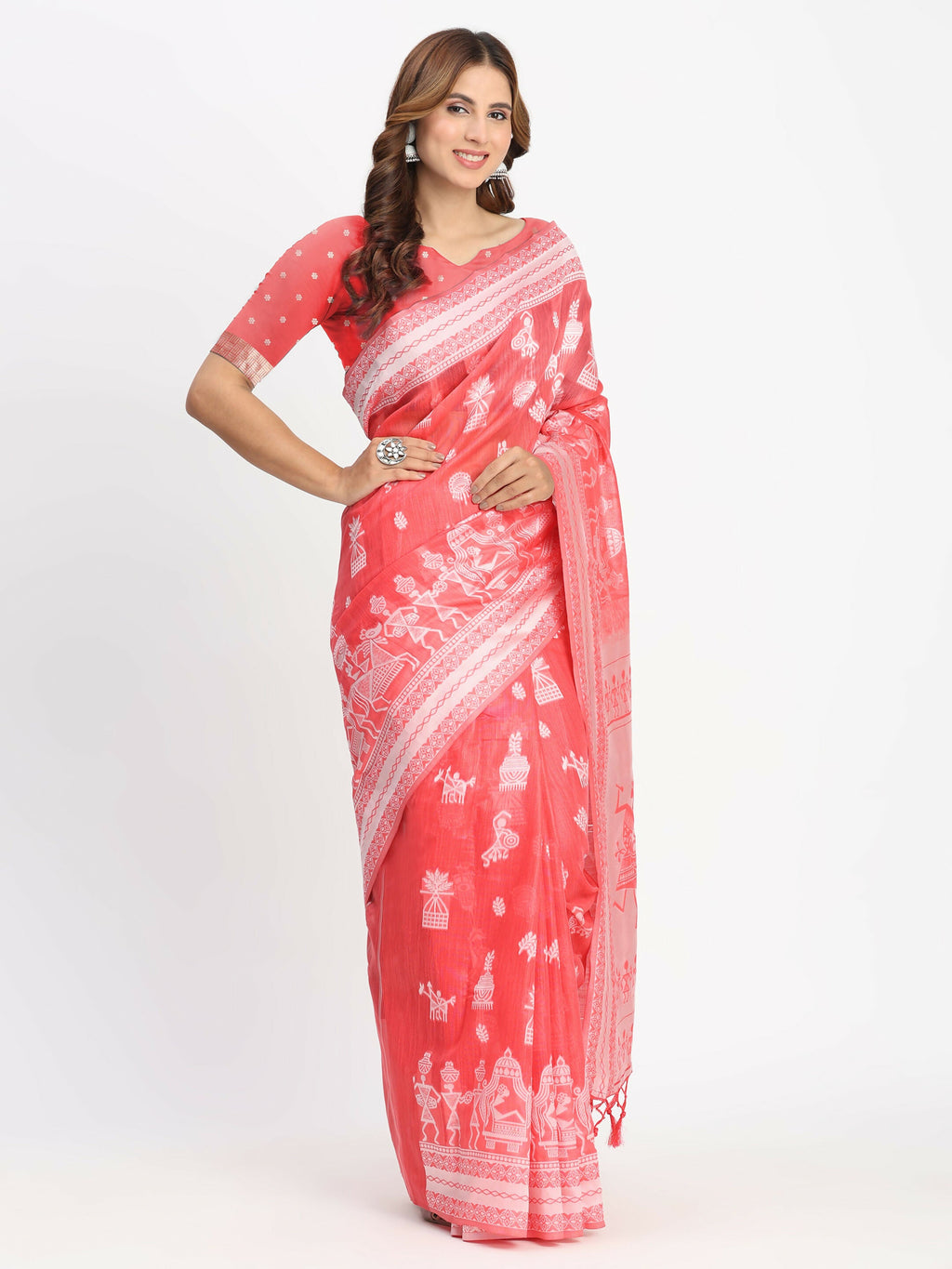 Shree Shyam Fashion Linen Cotton Sky Blue Saree | Grocsy