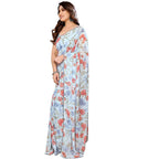 Women's Partywear Designer Sky blue Georgette Fancy Saree - Satrangi | Grocsy