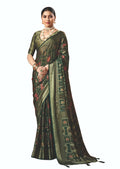 Joban Fashion Bottle Green Dull Moss Brasso Saree | Grocsy