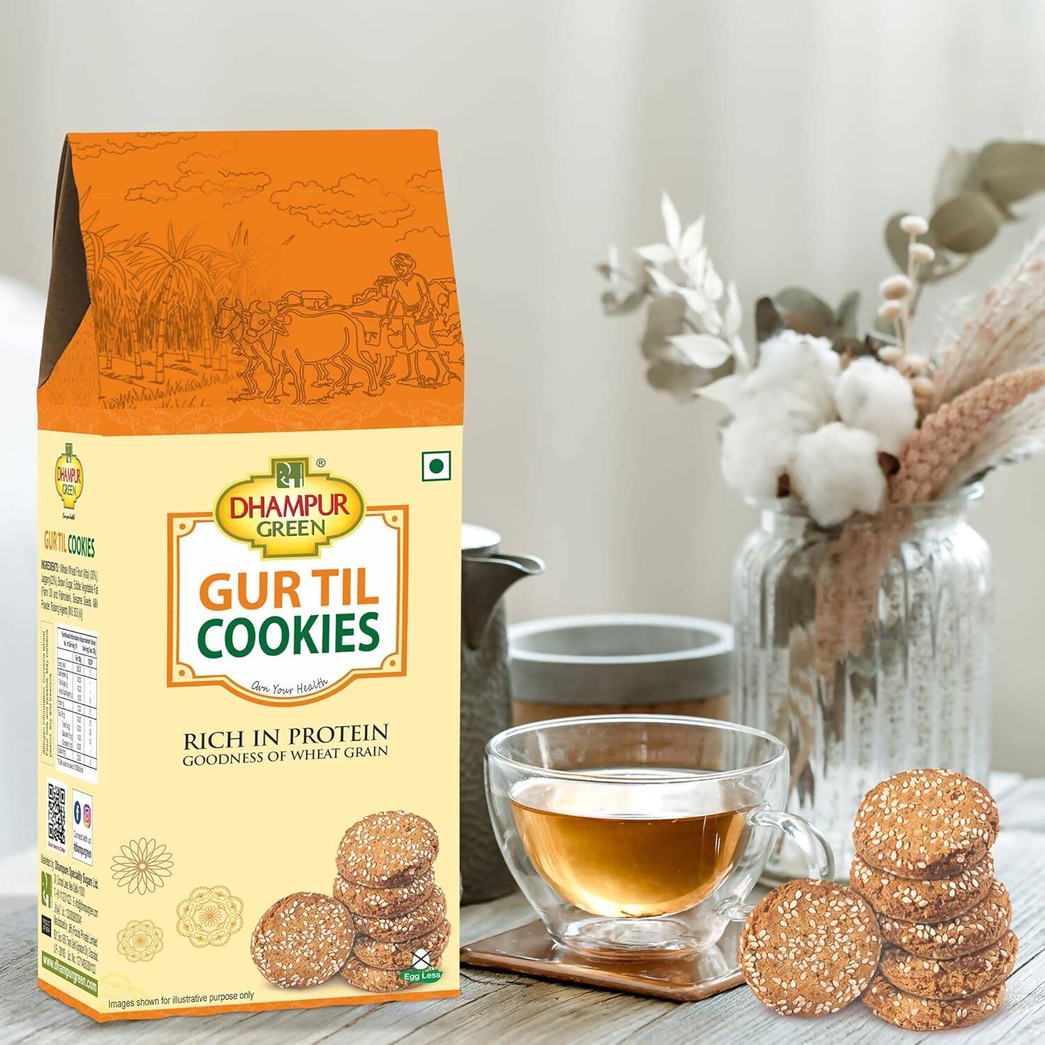 Dhampur Green Gur Til Cookies | Grocsy