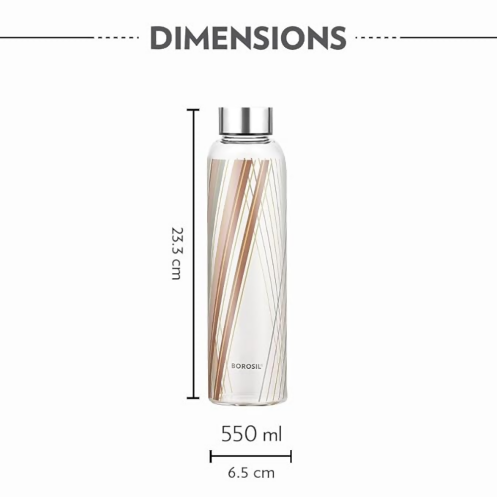Borosil Artisan Narrow Mouth Glass Bottle with Metal Lid - Prism | Grocsy
