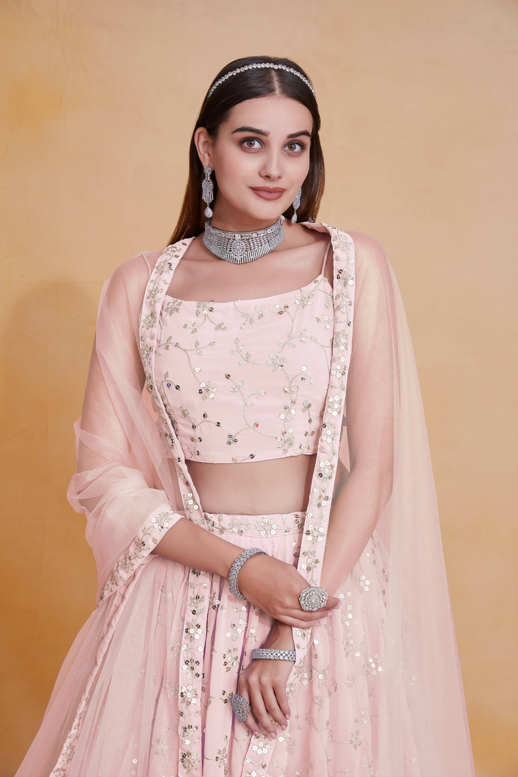 Skyblue Georgette Zari,Sequence Embroidery Work Lehenga Choli - Jihu Culture | Grocsy
